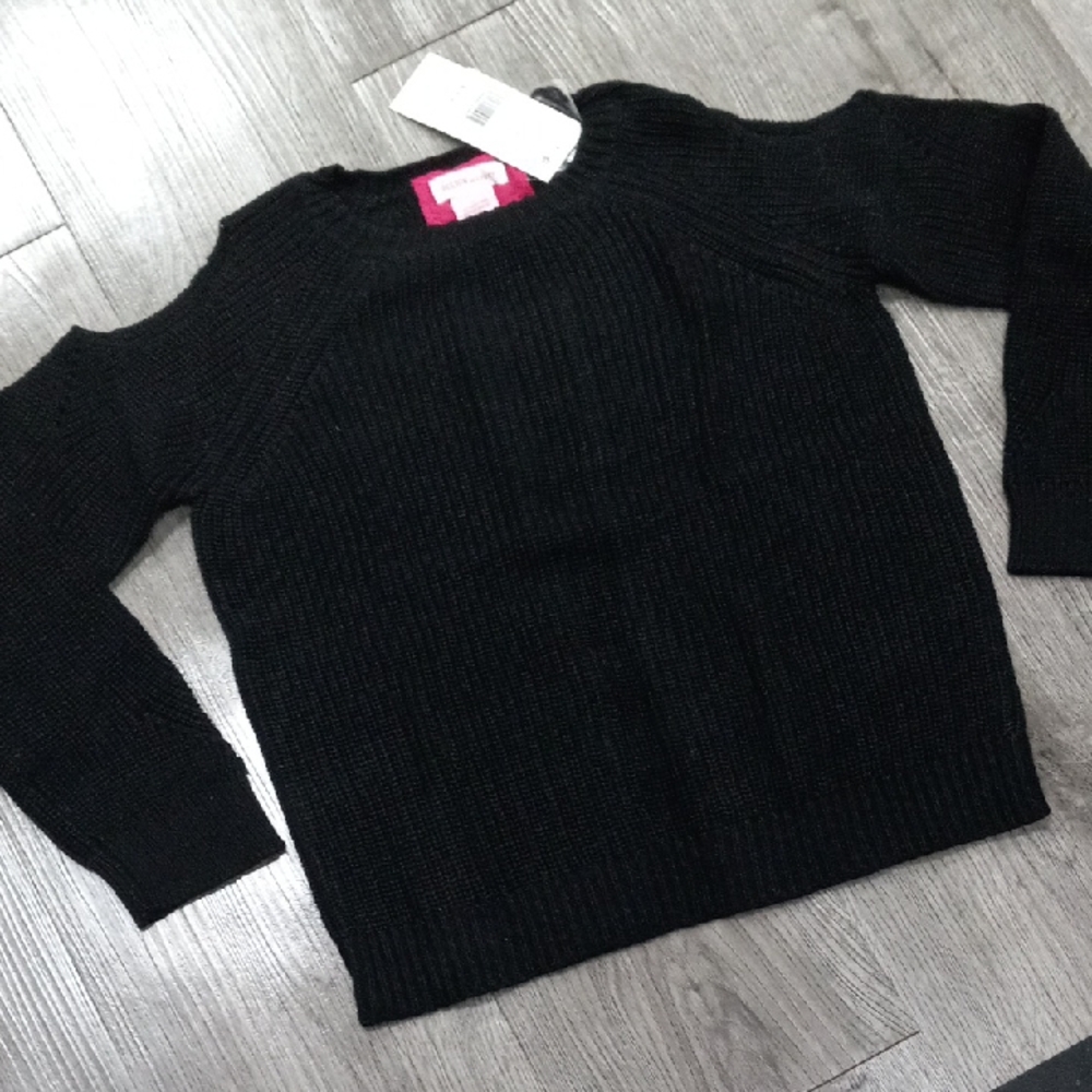 Design History.   Black Cold- Shoulder Sweater